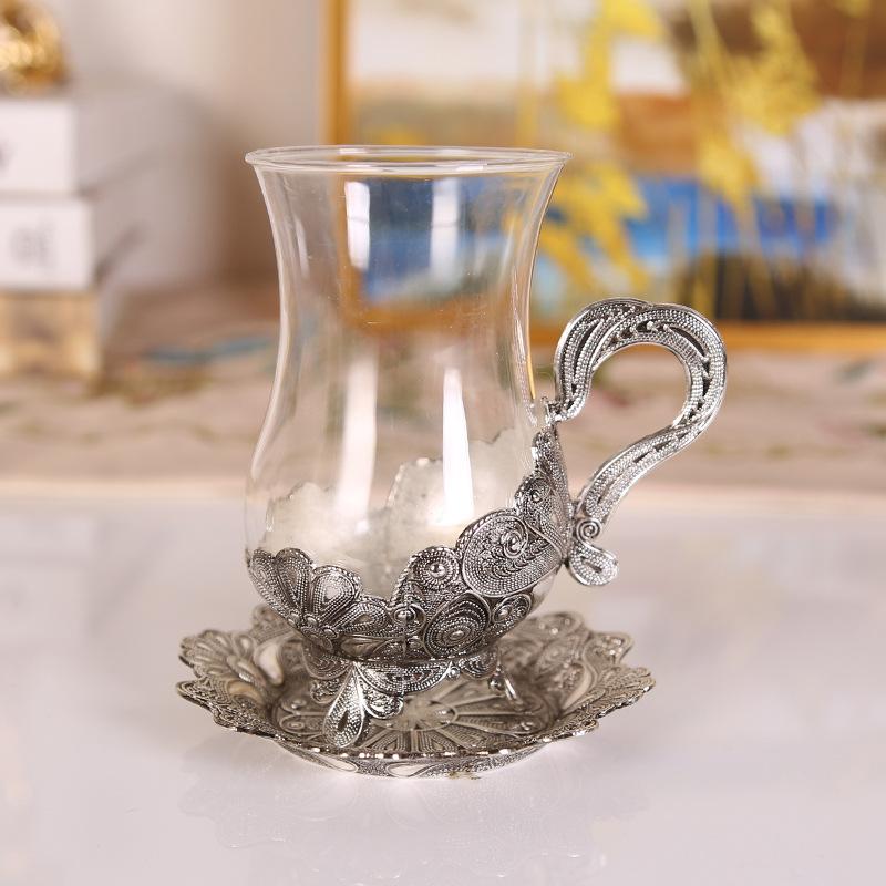 New European zinc alloy exquisite craftsmanship metal coffee cup coffee set tea cup milk tea cup water cup with saucer