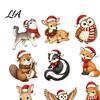 Christmas Atmosphere Hanging Props 12/24Pcs 2D Wooden Ornaments, Woodland Animal Decorations, Forest Tree Accessories Creature Ornament for