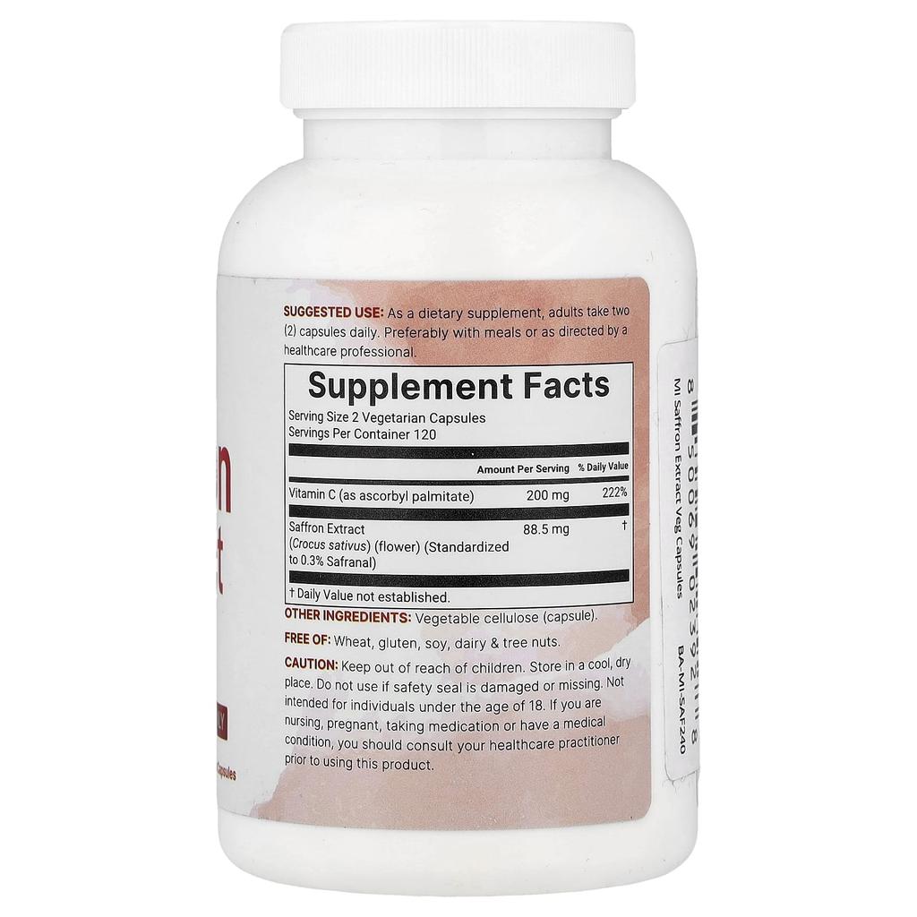 Micro Ingredients Reiner Safranextrakt, 240 Gemüsekapseln