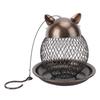 Hanging Bird Feeder for Outdoor Iron Squirrel Proof Retro Cat Shaped Metal Mesh Wild Bird Feeder for Garden Decor
