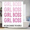 Chic Girl Boss Shower Curtain Set for Bath Decor Gradient Pink Typography Design Durable Fabric Material with Hooks Included