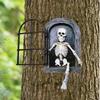 Window Opening Terror Skeleton Man Halloween Garden Decor Outdoor Sculpture Resin Hanger Crafts Home Fairy Garden Accessories
