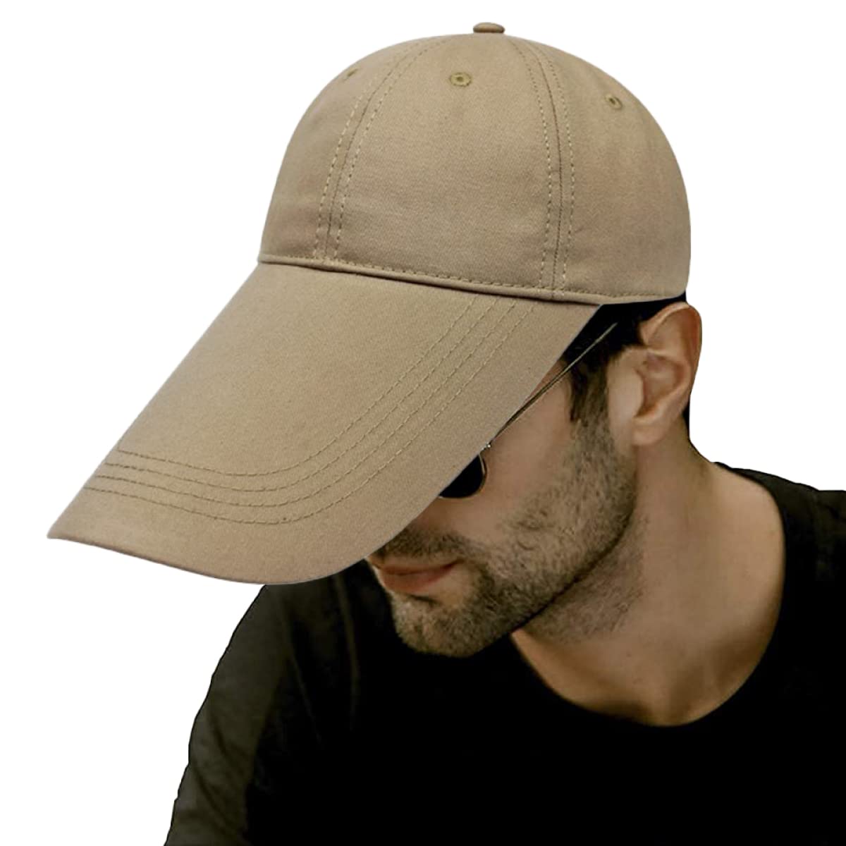 

Laquest Extra Long Visor Cap with Long Sporty Plus Size Sun Hat Brim, Design, Men s (M, Beige) бежевый