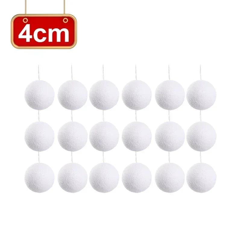 60/6PCS White Foam Christmas Balls Xmas Tree Hanging Ball Pendant Ornament for New Year Party Home Decoration Supplies Wholesale