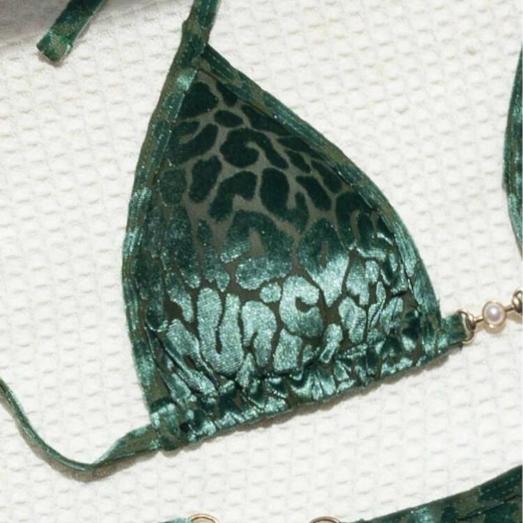 2025 Pearl Leopard Print Sexy Thong Swimsuit