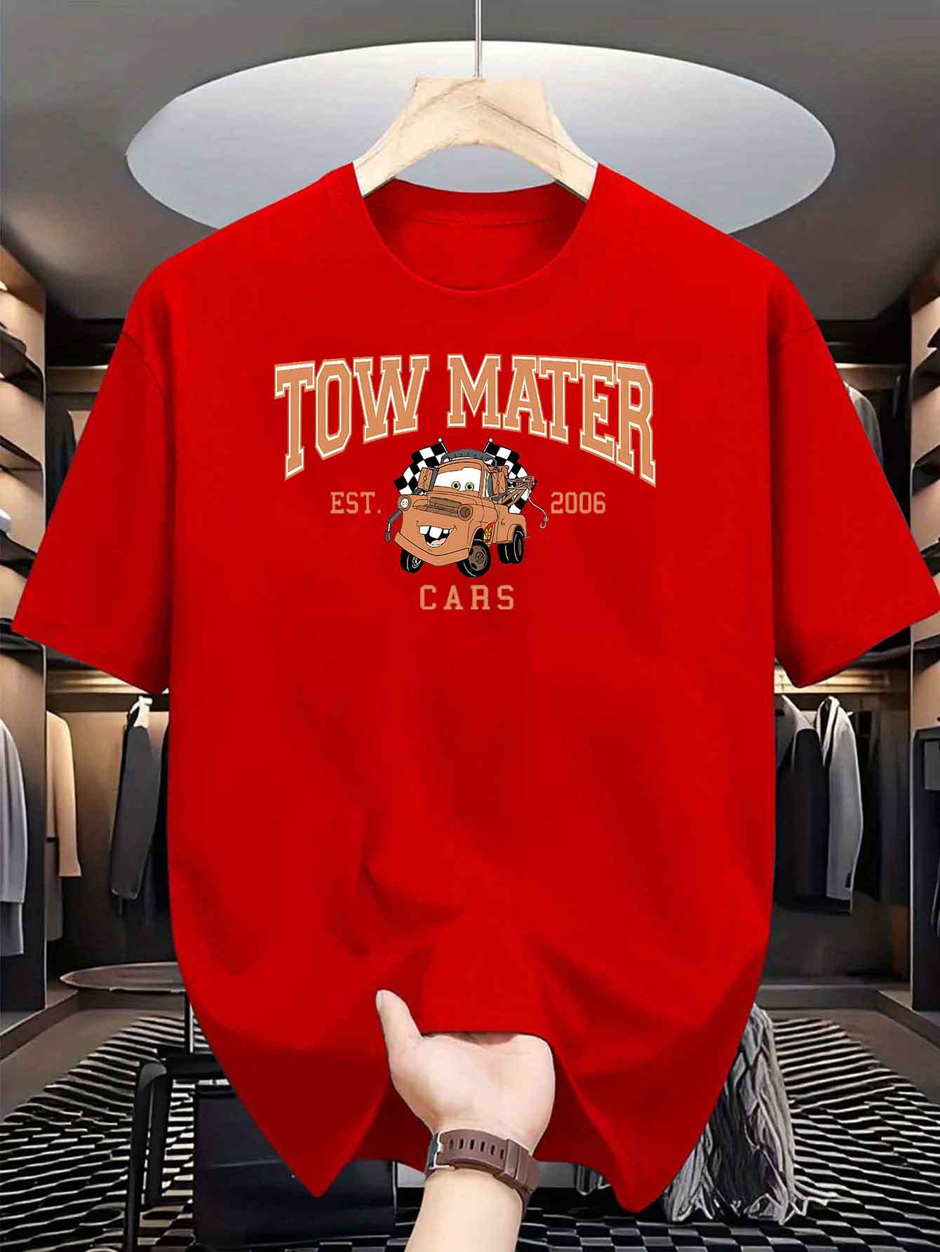 

Oversized Disney Cars McQueen Printed Tshirt Men and Women Cotton 2026 Summer Parent Child Top Street Fashion Casual Trend S