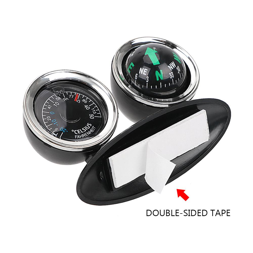 1PC Car Ornaments Compass Thermometer, Guide Ball Dashboard Meters Gauge Decorative, Truck Automobile Accessories