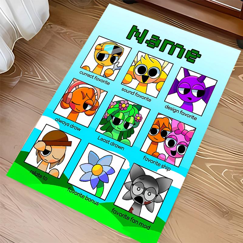 Custom personalization Game Sprunki Print Area Rug - Soft, Washable Non-Slip Indoor Mat,Living Room,Home&Office Decorative Rug