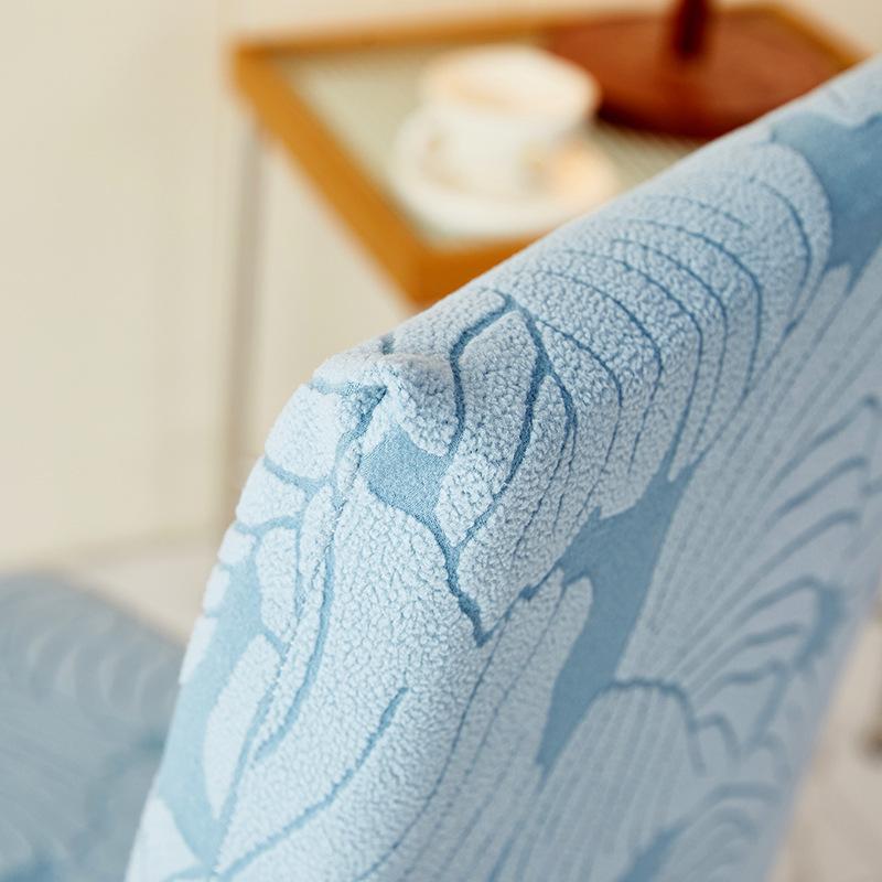 Elastic Household Chair Cover with Backrest Integrated Thickened Lamb Ferret Chair Cover Modern Simple Versatile Dining Chair Cover
