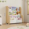 Mehrschichtiges Kinder-Bücherregal aus Massivholz mit abnehmbarem Stoff, Standregal für Kindergarten und Baby-Bücher
