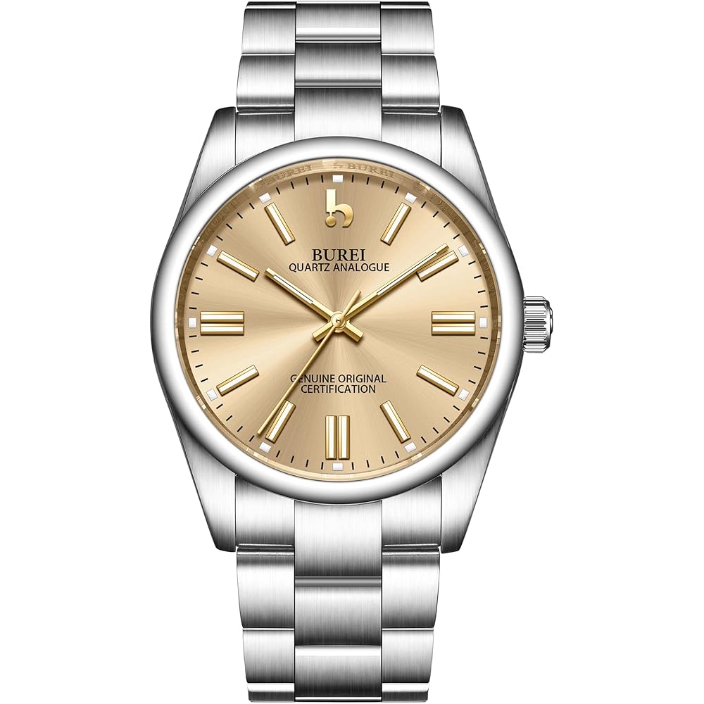 BUREI Men s Analog Quartz Watch Waterproof Luxury Brand Timepiece