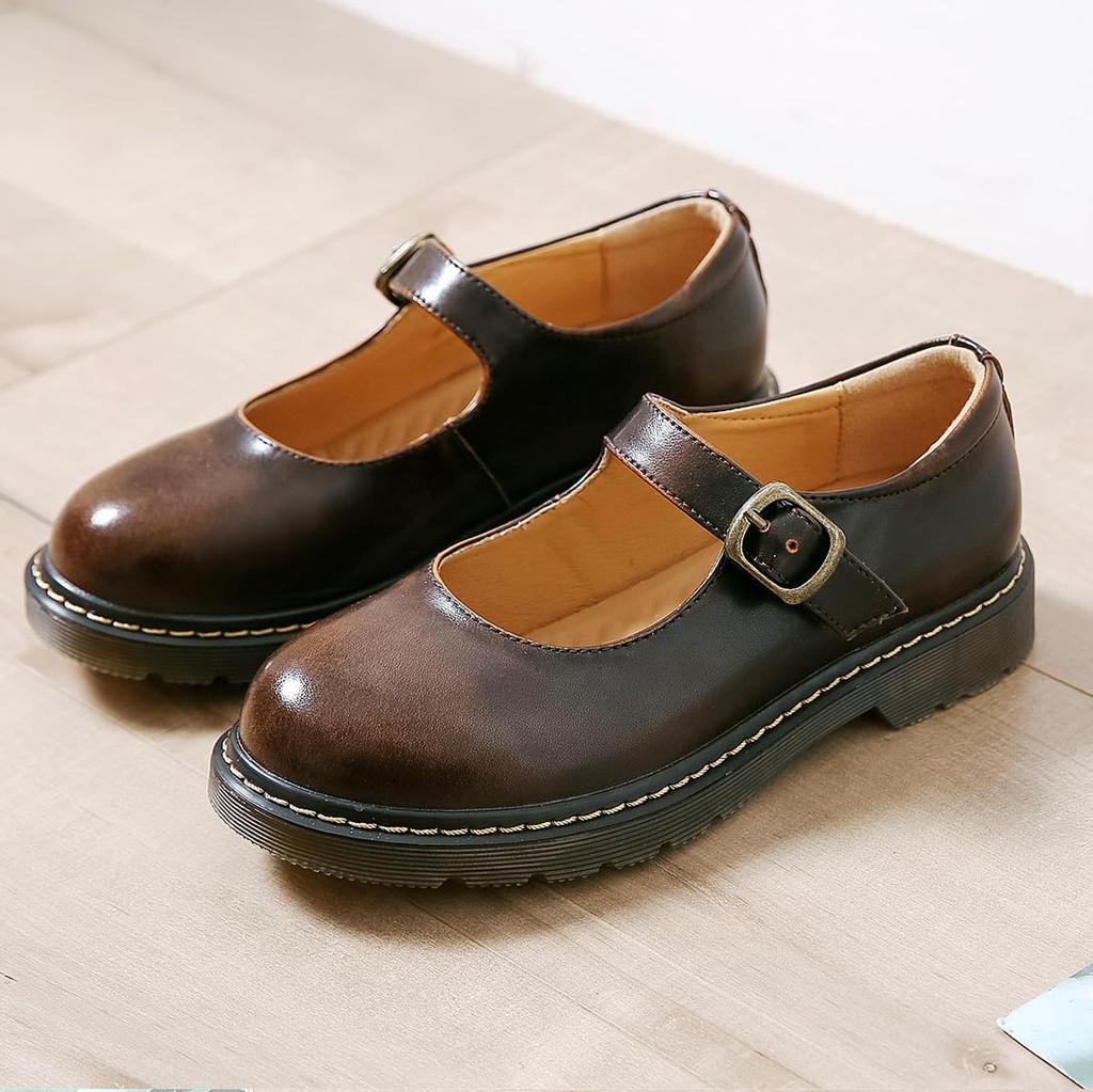 [MIDIRO] Loafers for Women - Mary Shoes - Cute Lolita Style - Suitable for Hakama - Comfortable to Walk In - Thick Sole - Water-Repellent - Quick-Dryi