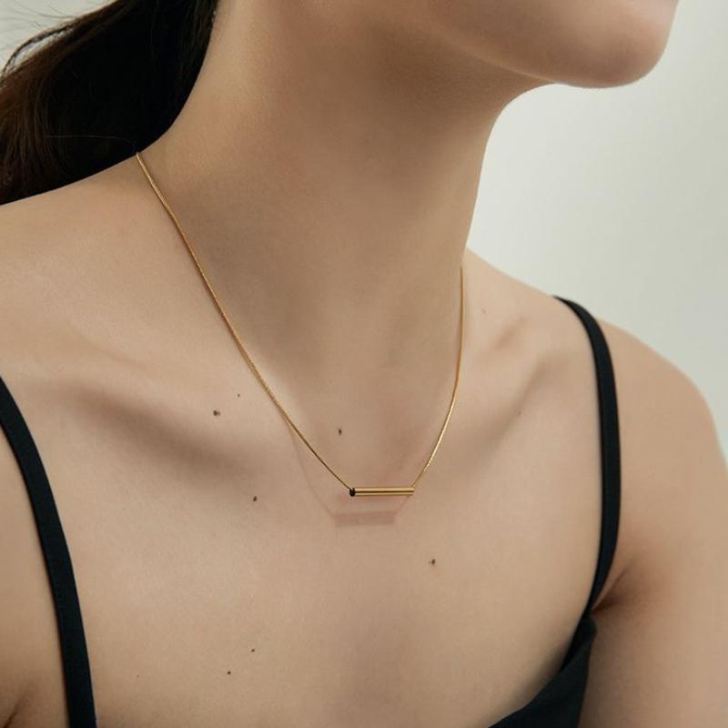 Original Design Trendy Geometry Minimalist Necklace Retro Glossy Stacking Style Collar Chain Men'S And Women'S Pendants Jewelry