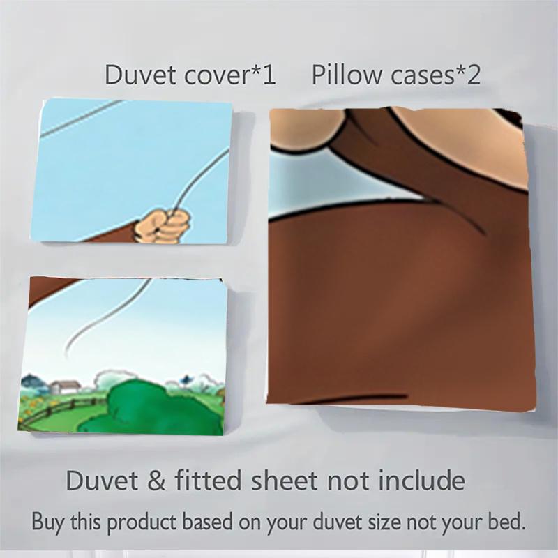 3pcs Curious George Flying Kite Home Bedding Set-Universal Three-Piece Suit for Bedroom, Guest Room, Living Room, Hotel-Perfect Gift for Fan