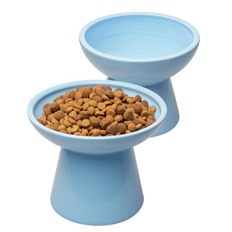High-Leg Ceramic Cat Bowl with Neck Protection
