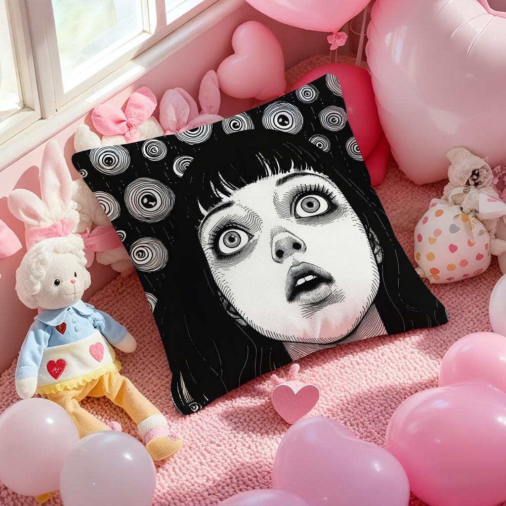 T-Tomie Anime Cushion Cover Pattern Printed Pillowcase for Living Room Sofa Cushion Cover & Bedroom Decor