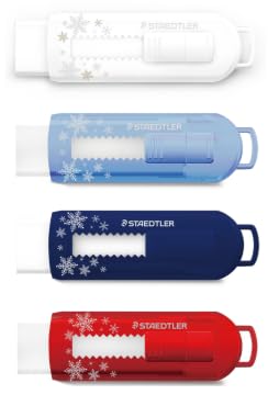 

Staedtler PVC Holder Eraser SNOWFLAKES 525PS1G-1, 4-Piece Set (4 Colors)