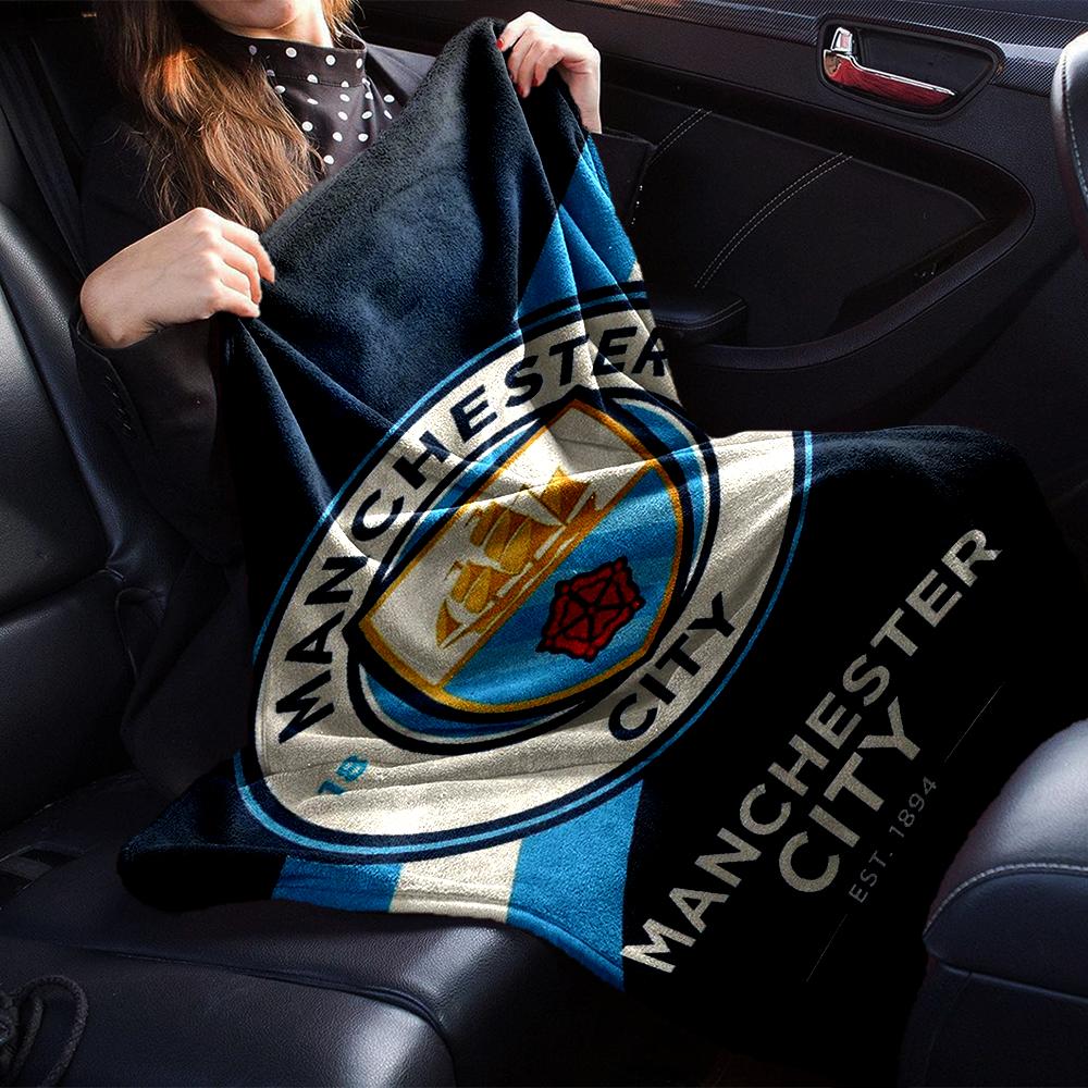 Manchester City Theme Printed Blanket - Perfect for Couch, Bed, Travel & Outdoor Use | Machine Washable, Cozy & Durable.