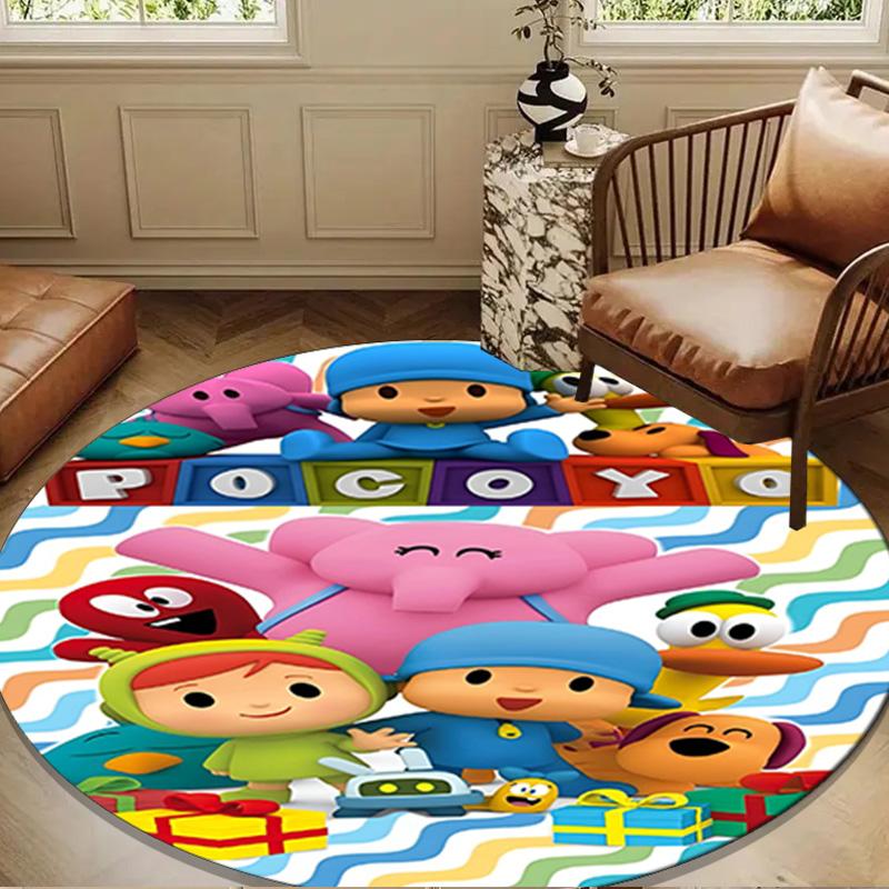 Pocoyo's Colorful Adventure Round Mat Home Decor, Chair Rug For livingroom,Bedroom, Doormat Home Decor Birthday Gift Christmas Gifts