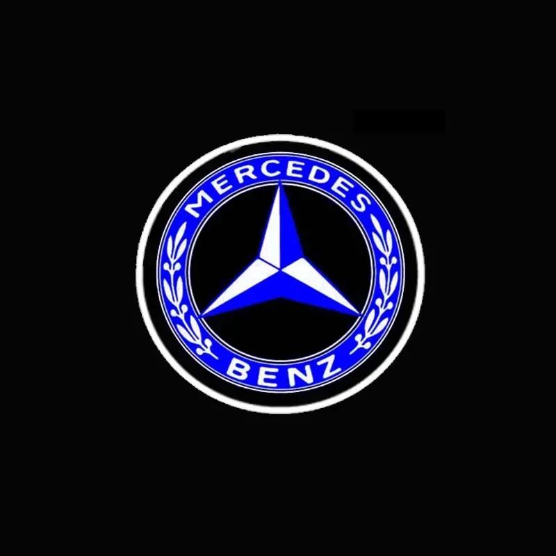 C200 E200 New 2025 For Mercedes Benz 2PCS/Set Car Door Light Laser Logo Decor Project Ghost Lamp Mercedes Benz A B C M ML GLA GL