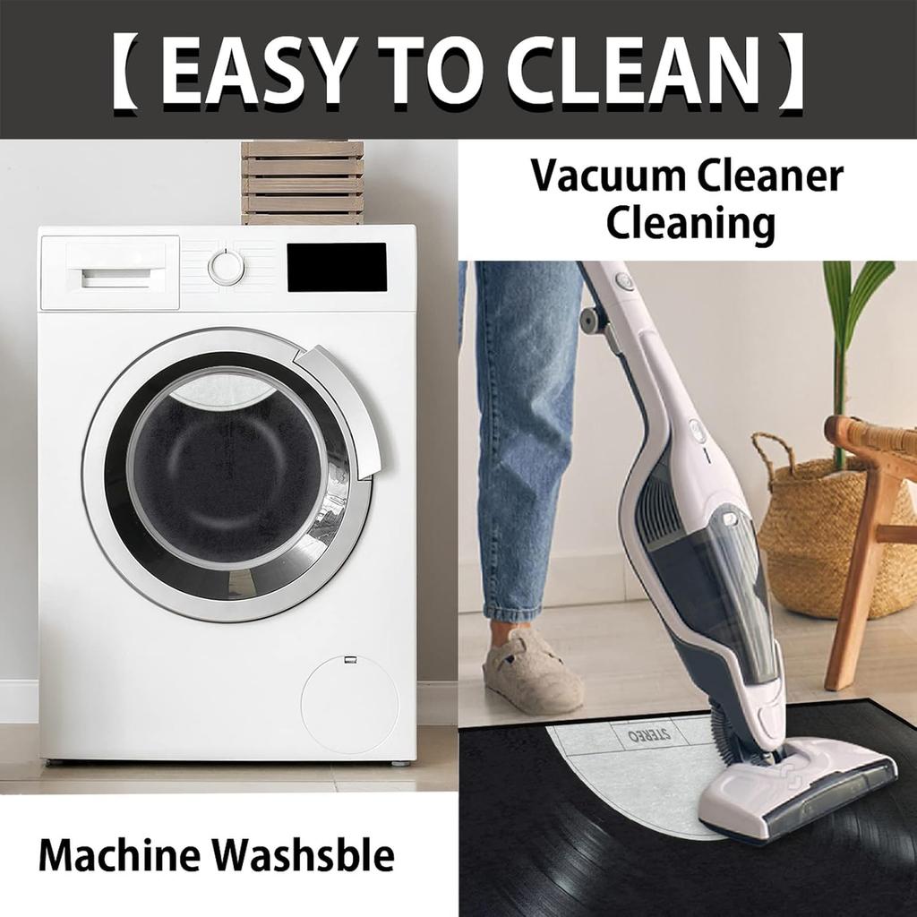 AUUXVA Vinyl Records Pattern Half Round Door Mat Indoor Entrance, Music Records Non Slip Absorbent Doormats, 24 X 36 Wear Resistant Semi Circle Floor