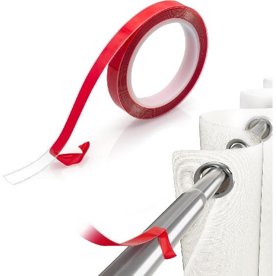 29ft Curtain Ring Glide Tape, Clear Curtain Rod Smooth Curtain Tape Curtain Spacers, Smooth and Silent Curtain Rod Glide Tape for Curtain Rings 14.5ft