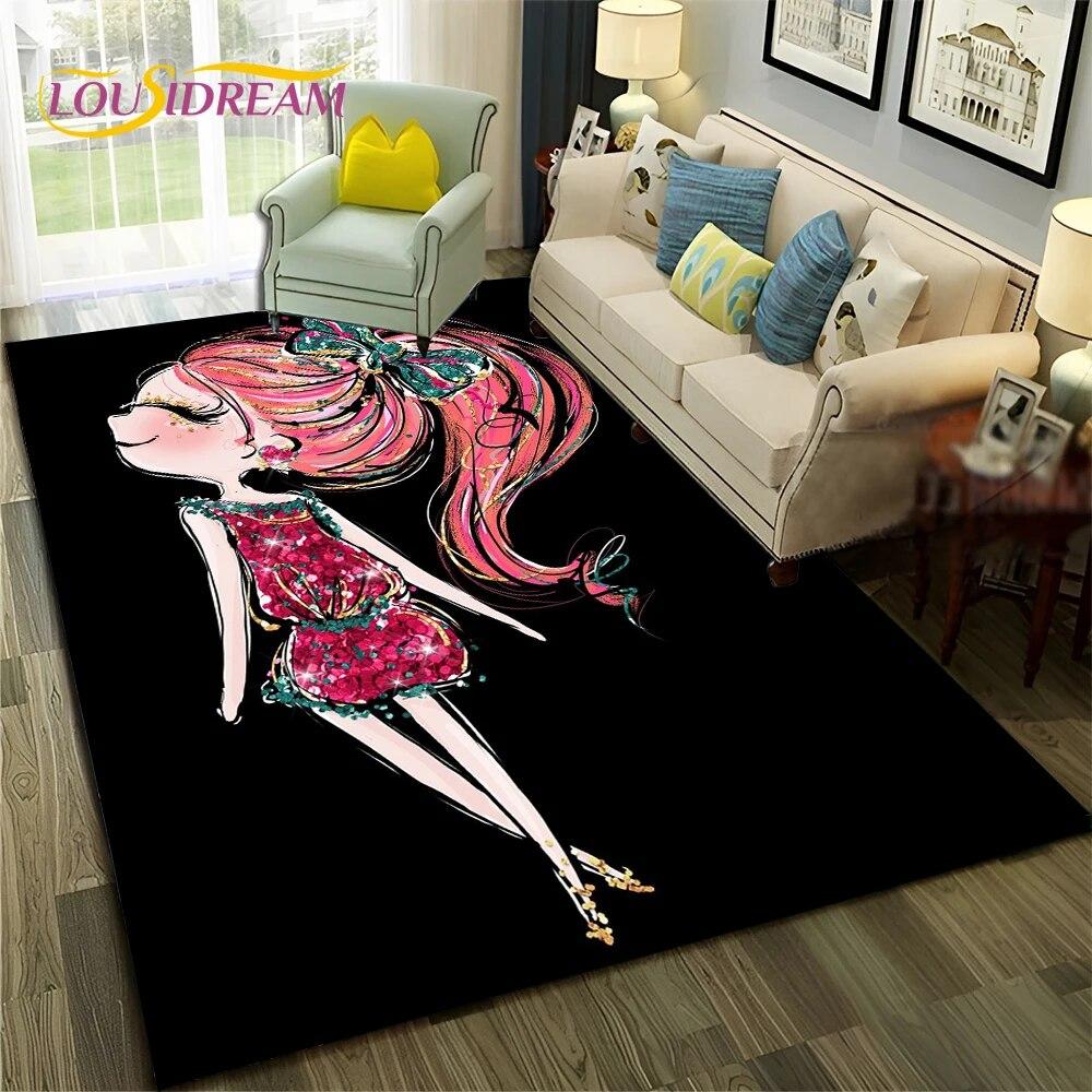Cartoon Ballerina Fairy Cute Ballet Girl Carpet Rug for Home Living Room Bedroom Sofa Doormat Decor,Child Non-slip Floor Mat