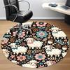 1PC Sheep Floral Office Round Area Rug, Mat Suitable For Office, Under Office Chairs Bedroom Living Room Home Decor, Room Deco