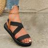 Women's Fashion Trend Anti-slip Wear Comfortable Matching Color Sole Pure Black Shoelace Flat Sandals