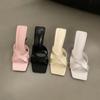 French cross high-heeled cool slippers women's 2025 summer new fashionable versatile square head open-toed stiletto sandals