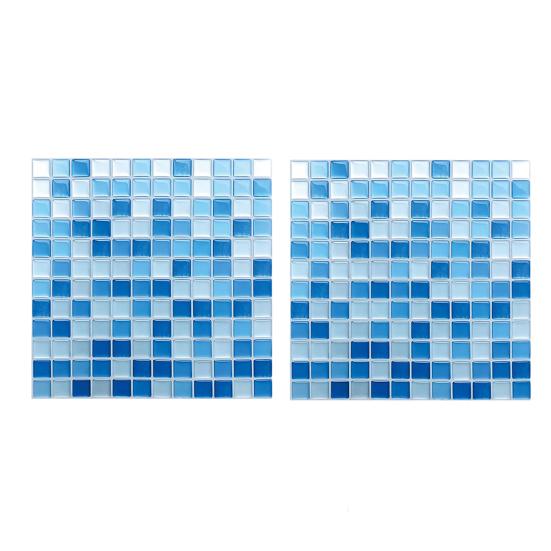 2Pcs Mosaic Wall Tile Stickers, 3D Self Adhesive Tile Stickers, Retro Waterproof And Oil-Proof Wall Decals, Peel And Stick Backsplash Decals