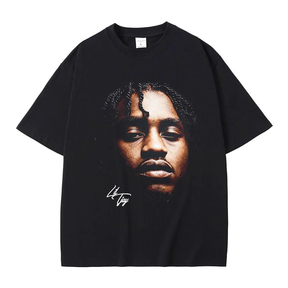 Lil Tjay Portrait Graphic Print Black T-shirt XXXL