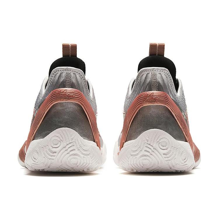 New Anta Three point Rain1.0 Belief Cushioning Wear Resistant Low Top Basketball Shoes Men's Silver Copper 912411102-4