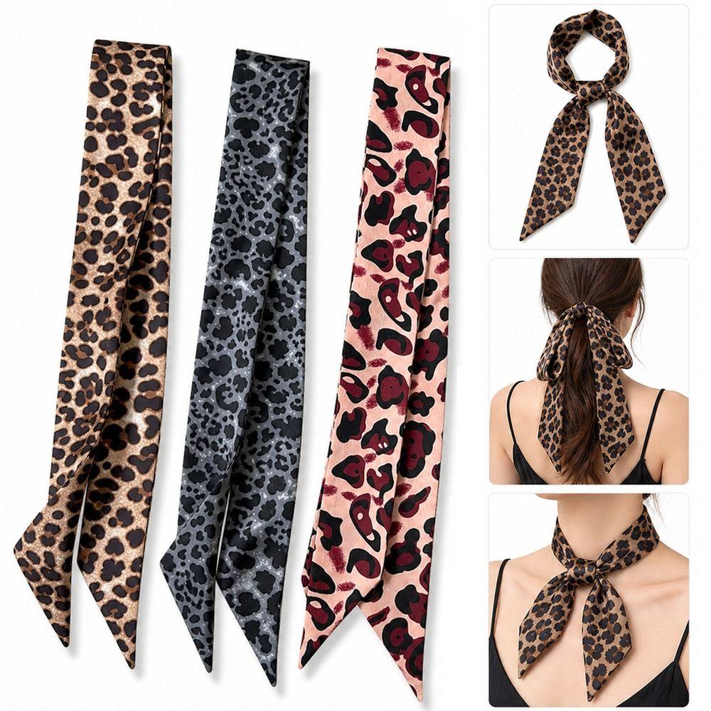 Leopard Print Small Silk Scarf Decoration Neck Scarf New Slender Scarf Neckwear/Wrist/Waistband
