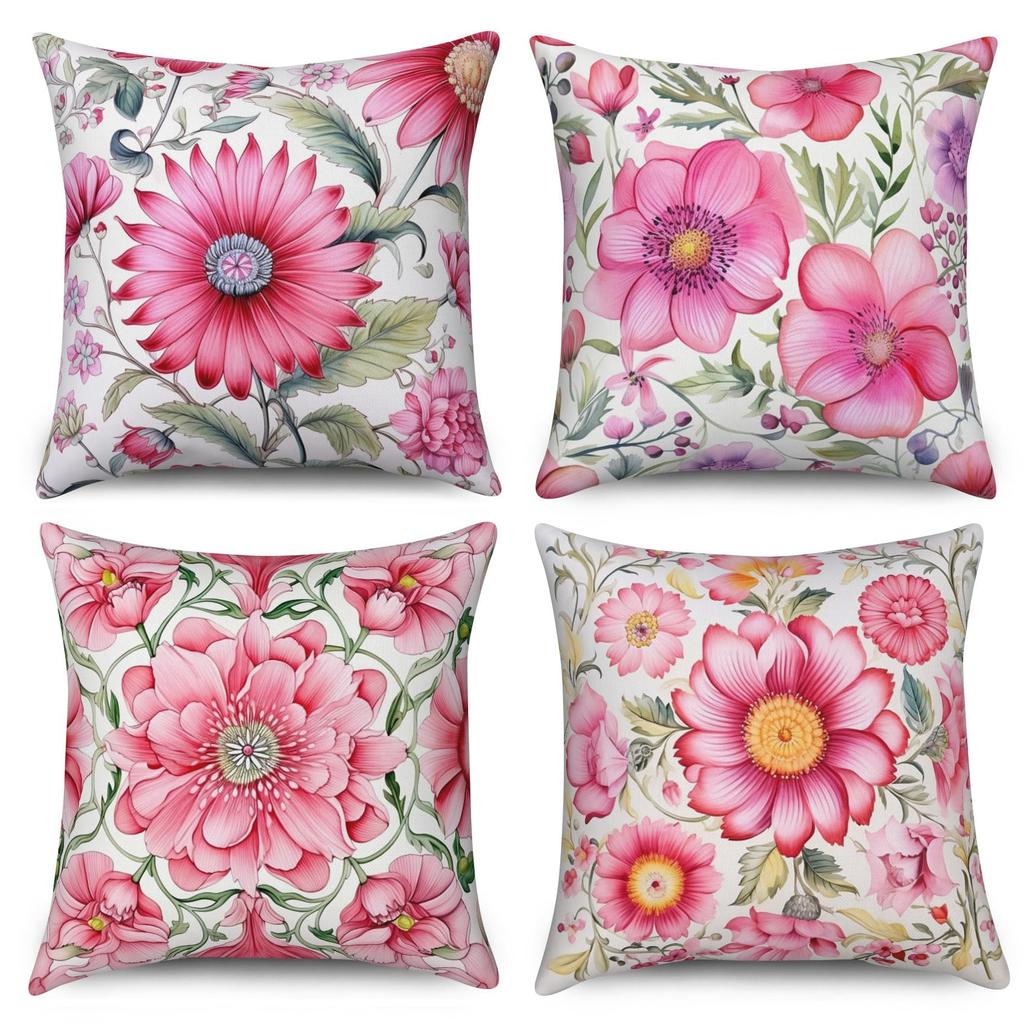 4pcs Black Cats Floral Scenic Scenes Cushion Cover Home Decor Pattern Pillow Cases for Sofa Bedroom Car