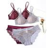 Set reggiseno a triangolo sexy in pizzo patchwork in rete leggermente foderato reggiseno senza fili per seni piccoli set slip intimo donna lingerie
