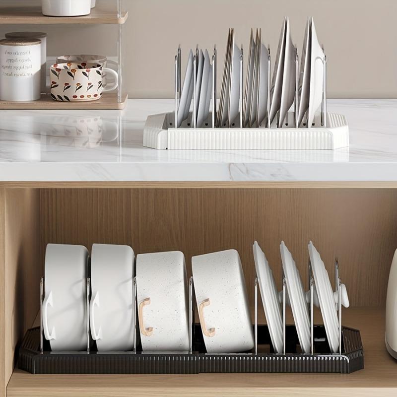 Rozszerzalny organizer na garnki do szafek kuchennych, wielofunkcyjny, regulowany rozdzielacz, patelnie, uchwyt na patelnię, półka na miskę