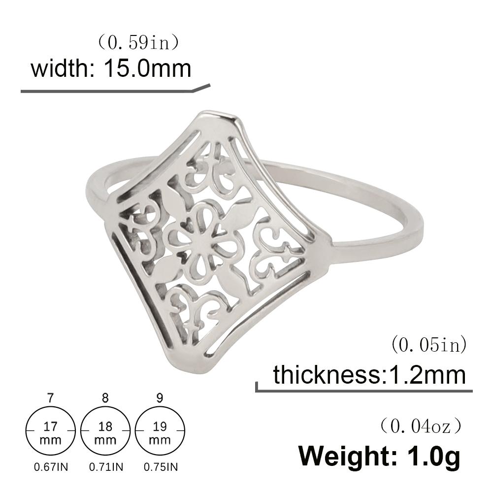 Lucktune Hollow Filigree Flower Rings Stainless Steel Gold Color Ring For Woman Vintage Aesthetic Boho Jewelry Wedding Gift