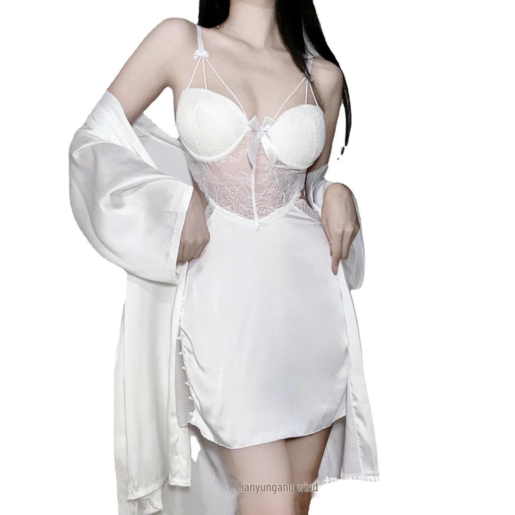 Nightfire Lace Push-up See-through Backless Padded Nightdress Lingerie Set