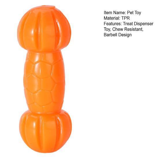 Dog Squeaky Chew Toy Rubber Barbell Puppy Teething Toy Dog Treat Dispenser Toy for Small Medium Dogs Teeth Cleaning