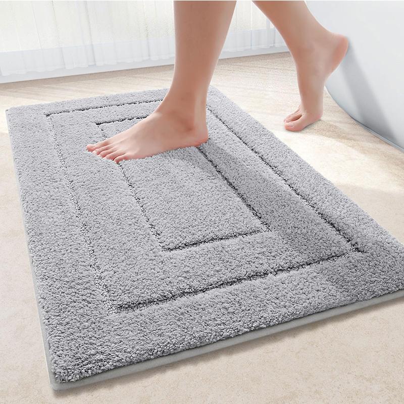 Kitinjoy Fur Bathroom Rugs Soft and Absorbent Microfiber Bath Rug Non-Slip Shaggy Shower Carpet Machine Wash Dry Bath Floor Mats