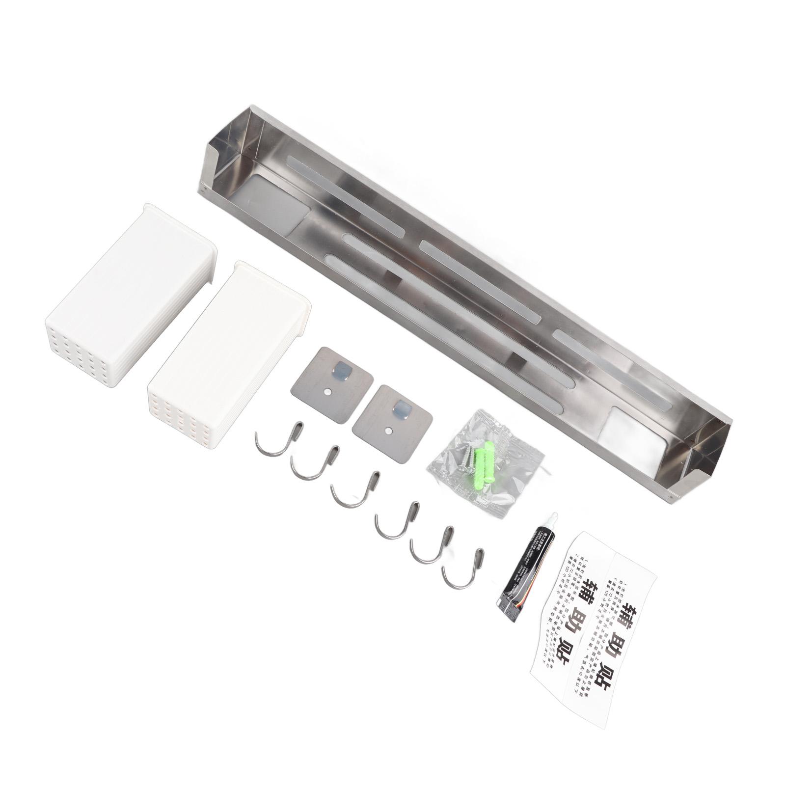 

40cm Kitchen Knife Rack Punch Free Stainless Steel Wall Mounted Multifunction Kitchen Utensil Hanger for Home Brushed