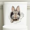 3D Peeking Bunny Toilet Stickers, Cute Breaking Wall Rabbit Waterproof Removable Self-Adhesive