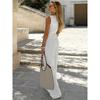 European and American Women Summer Set Sleeveless V-neck Top White 2-Piece Set Fashion Loose Trousers 2025 New