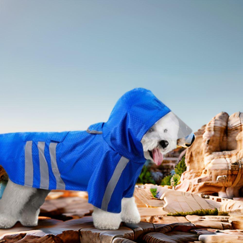 High-Visibility Pet Hooded Raincoat Waterproof Windproof Dog Rain Poncho Pet Coat  Outdoor