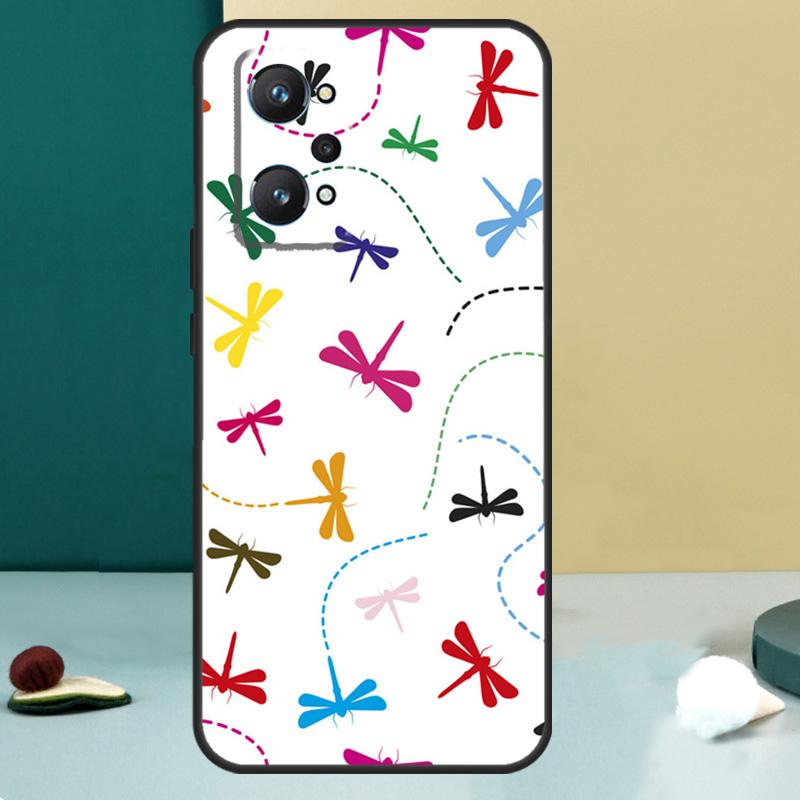 Floral Colorful Dragonfly For Realme 11 10 12 13 14 Pro Plus GT 7 6 5 Pro GT 6T C67 C61 C53 C51 C21Y C25S C75 C55 Case