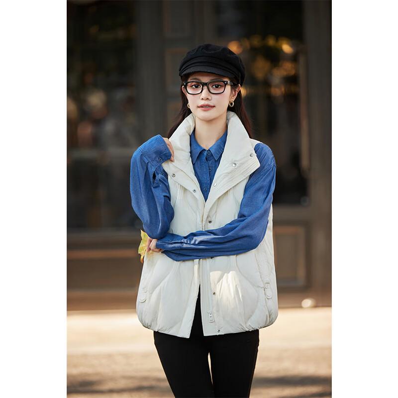 Fengxun Women's Casual Stand Collar Down Vest