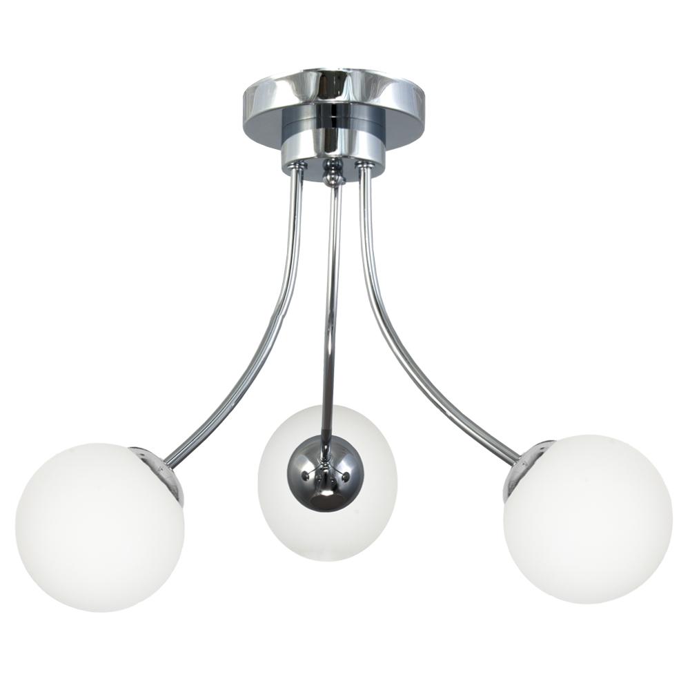 Ceiling Lamp Ceiling Chandelier Chrome Glass Shade Sphere White Kik 13-542