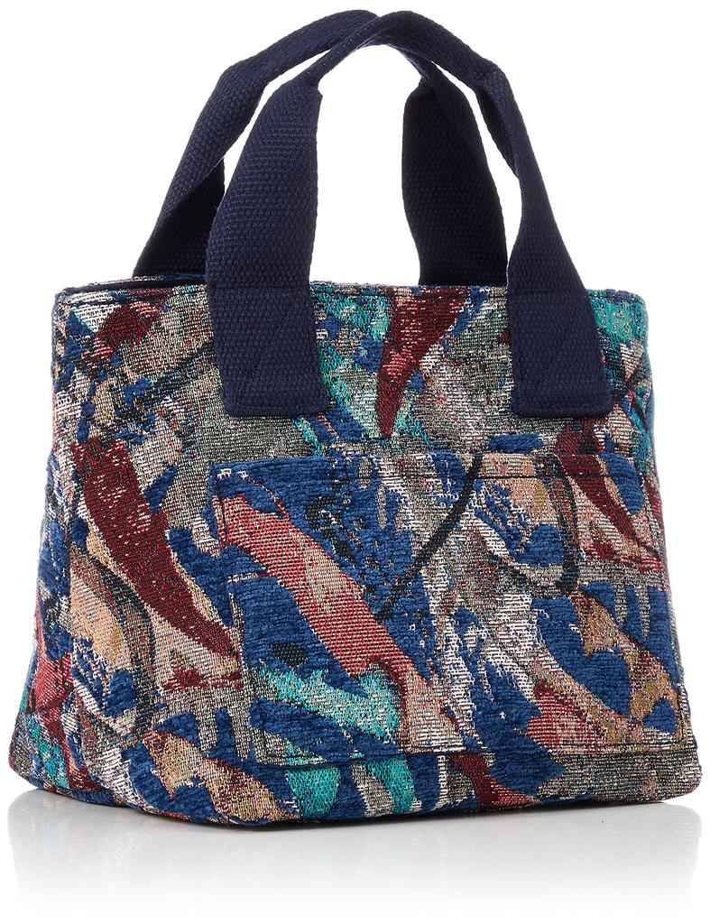 Woven Fabric Mini Shoulder Tote Bag LT BR Pattern Fabric H 1391 Navy [Rootote] Women's
