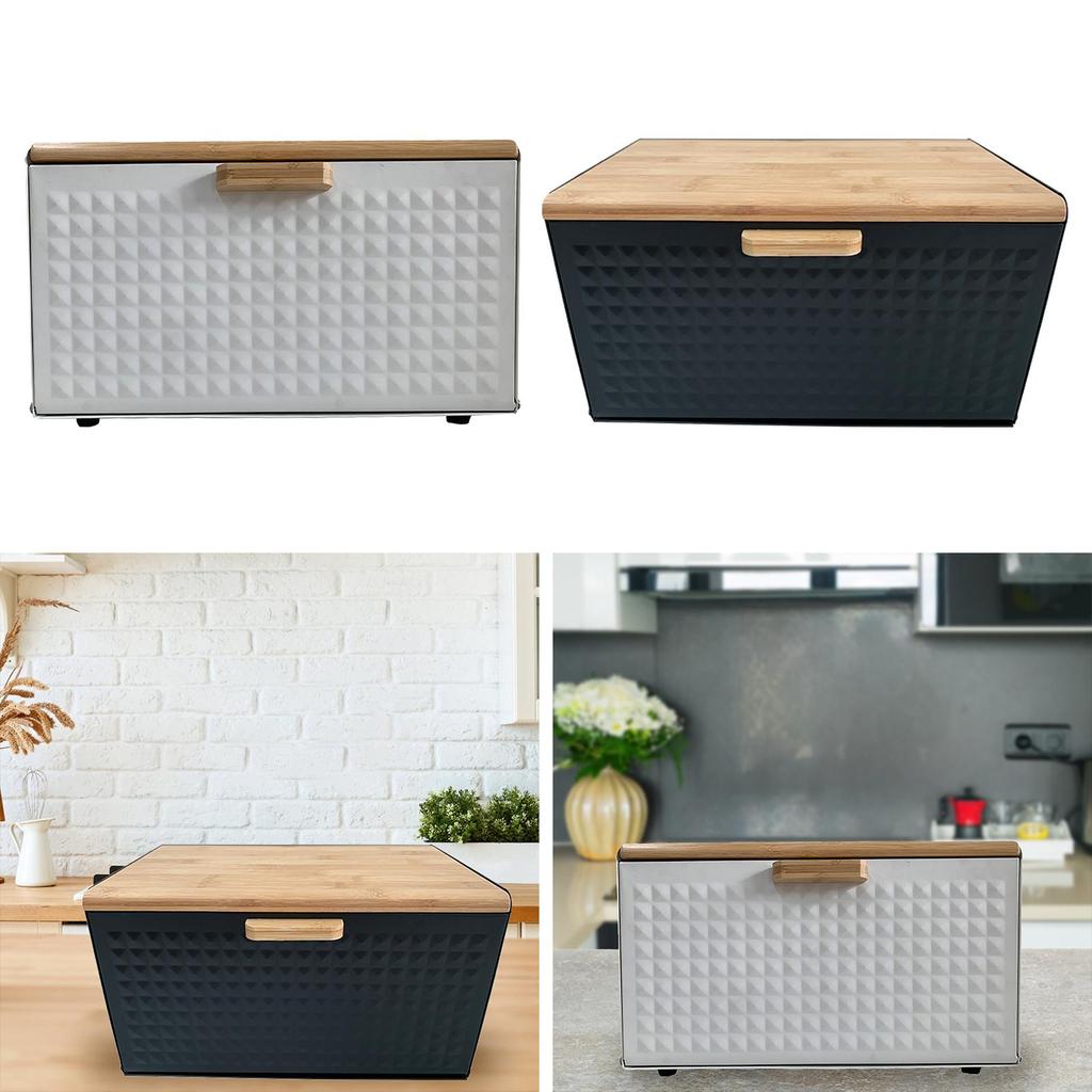 Bread Bin with Bamboo Lid for Home Baked Goods